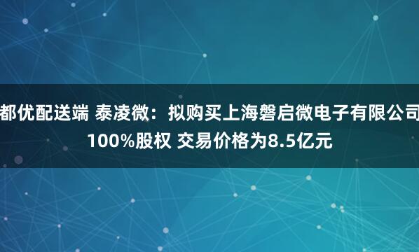 都优配送端 泰凌微：拟购买上海磐启微电子有限公司100%股权 交易价格为8.5亿元